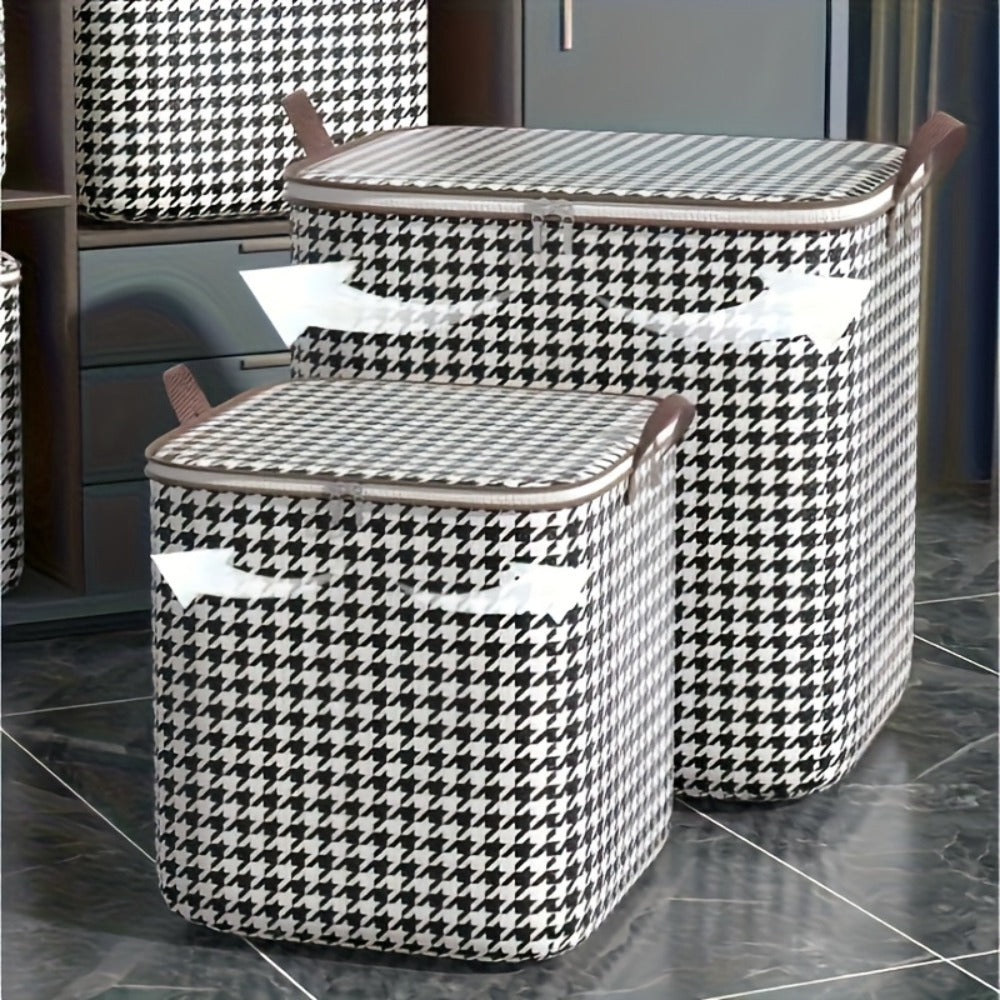 Oversized Storage Bin with Lid & Handles | Clothes Blanket Organizer Box, Dust-Proof Compartment Bucket, Under-Bed Travel Basket
