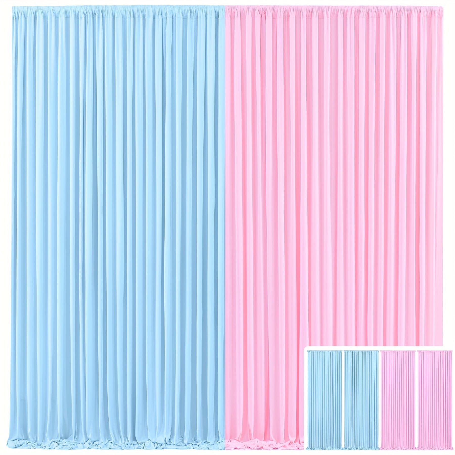 Blackout Backdrop Curtain 4 Pack 5x10 Ft - Heavyweight Nonwoven, Wrinkle-Resistant, Smooth Hanging for Wedding Birthday Baby Shower Party Photography Background Decoration
