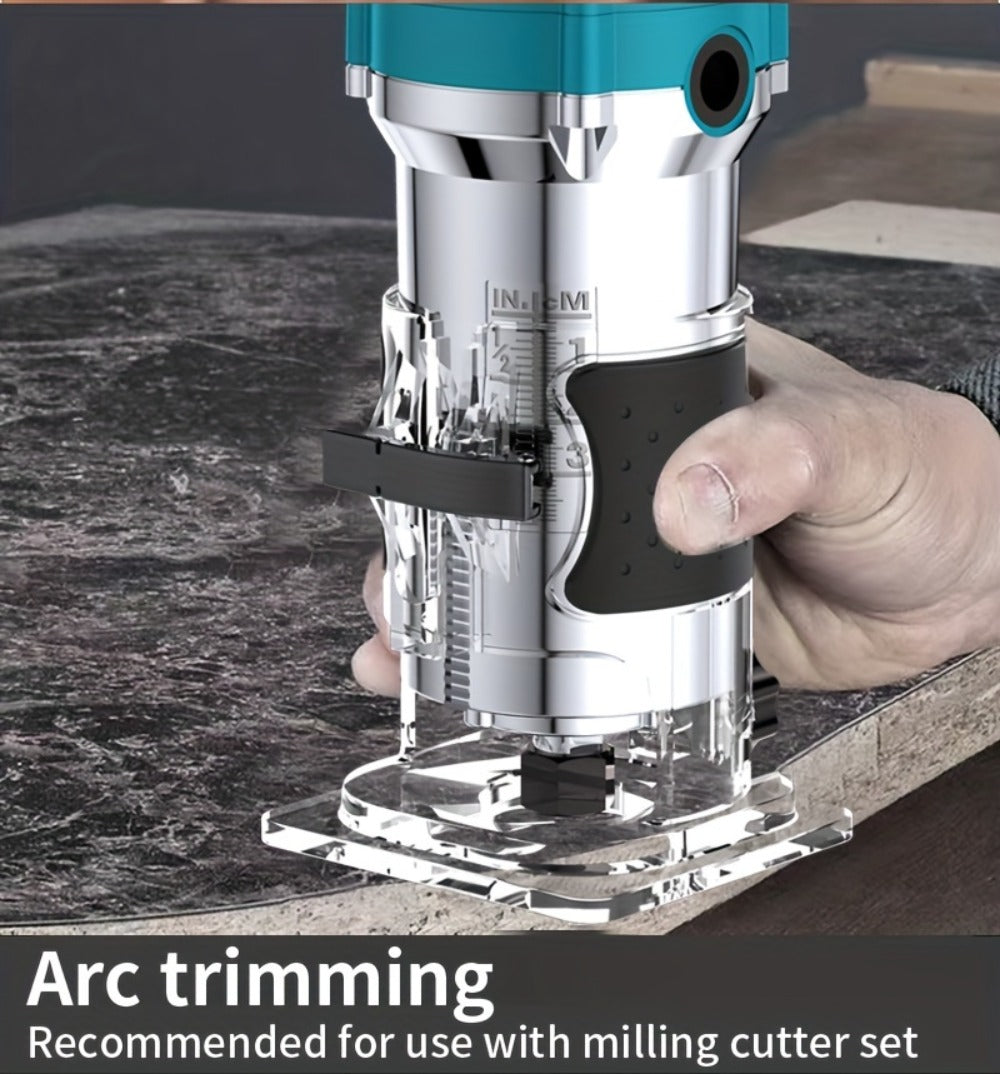 Wood Router 800W Trim Router for Woodworking - 35000RPM Electric Router with Edge Guide, Roller Guide, 6-Speed Adjustment for Precise Trimming, Profiling & Milling