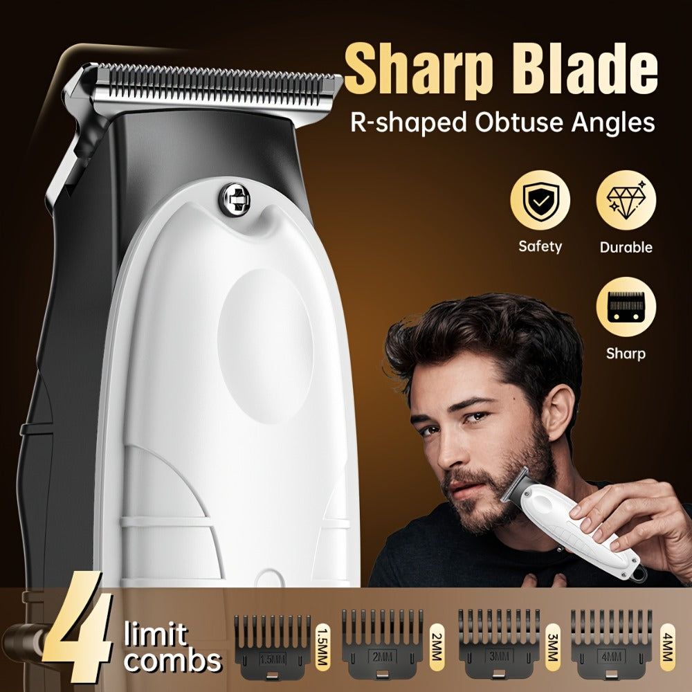 Men's Hair Clipper Set Cordless Beard Trimmer Electric Shaver Grooming Kit with LCD Display USB-C Rechargeable for Home Barber Haircut Mustache Travel Father's Day Gift