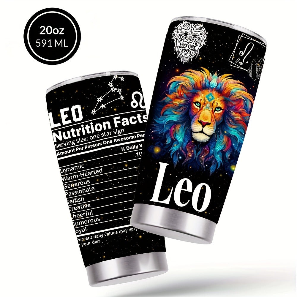 Zodiac Sign Insulated Tumbler 20oz Stainless Steel Travel Cup with Lid & Straw Hot Cold Drinks Horoscope Coffee Mug Gift for Men Women Birthday Christmas