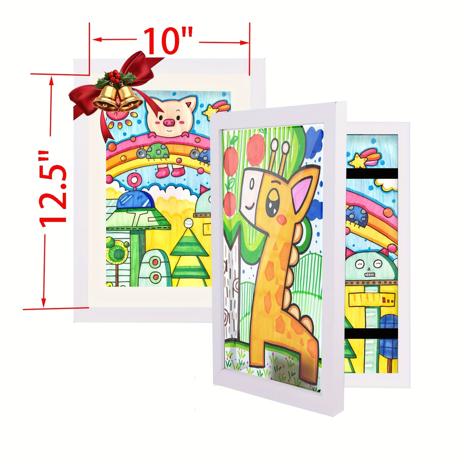 Kids Art Frame Changeable Front-Opening Display ¨C Children Artwork Picture Frame for 8.5x11 & 10x12.5 Drawings, Paintings & School Projects, Perfect Christmas & Holiday Gift, White / Wood / Black, 2/4/8 Pack