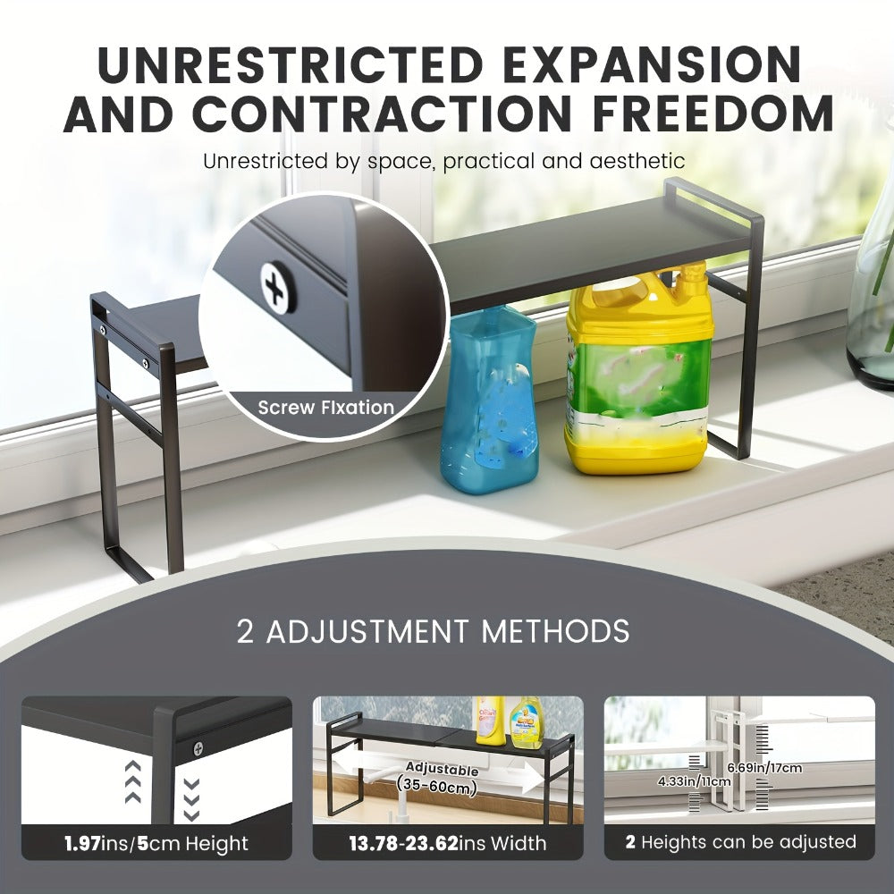 Narrow Shelf Organizer for Kitchen Bathroom Windowsill ¨C Slim Adjustable Stackable Rack for Small Spaces, Counter Top, Window Plant Stand, Tall Thin Storage Shelving Unit