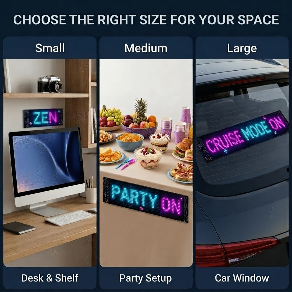 Programmable LED Sign ¨C Flexible Matrix Display with App Control, Custom Text & Animations, Music Sync, USB Powered LED Panel for Bedroom Decor Store Window Business Display (3 Sizes)
