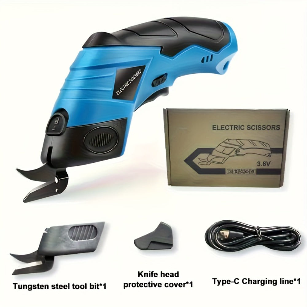 Electric Fabric Cutting Scissors USB Rechargeable ¨C 1500mAh Cordless Precision Cutter for Clothing Leather Carpet Crafts Cardboard Ergonomic One-Touch