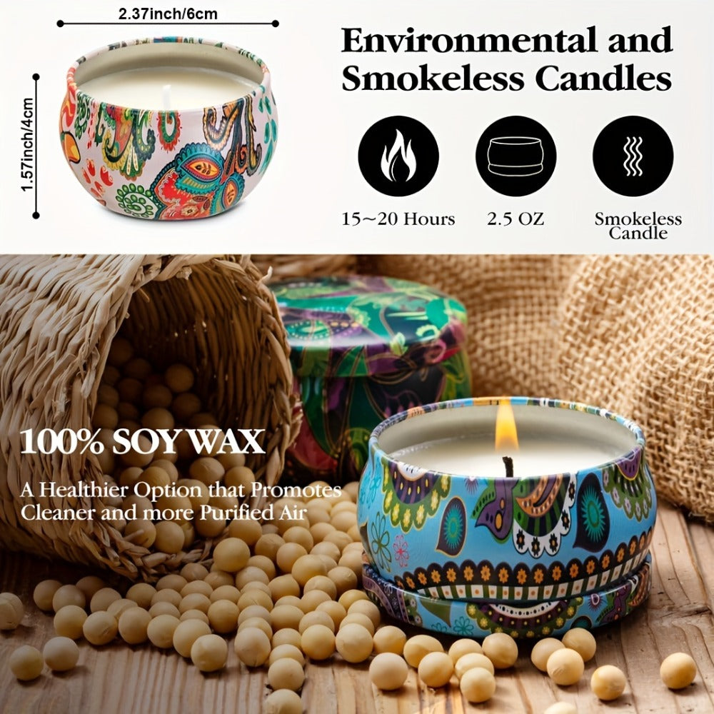 Soy Wax Candles Gift Set 16 Pack - 2.5oz Ham Style Iron Can Candles for Home Decor, Meditation, Yoga, Wedding, Holiday & Emergency Use