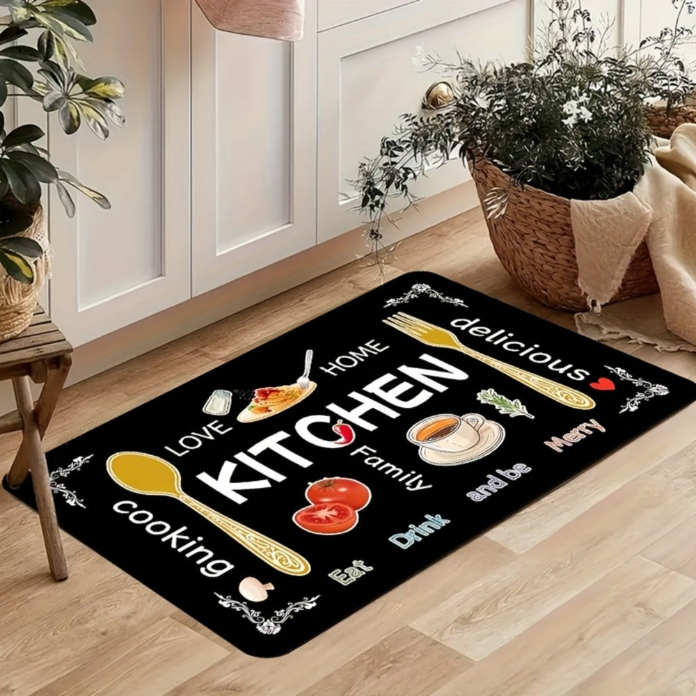 Kitchen Rug Set 3-Piece, Egg Beater Knife & Fork Theme Decorative Kitchen Mats ¡ª Soft, Easy-to-Clean Non-Slip Carpet for Kitchen, Dining Room, Bedroom & Bathroom | Fun Cooking Gift