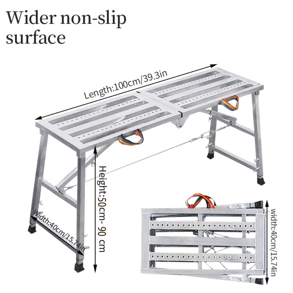 Folding Scaffold Step Stool Adjustable Height 39-79¡± Portable Steel Work Platform 1300 lb Capacity for Home Renovation Painting Car Washing RV Cleaning