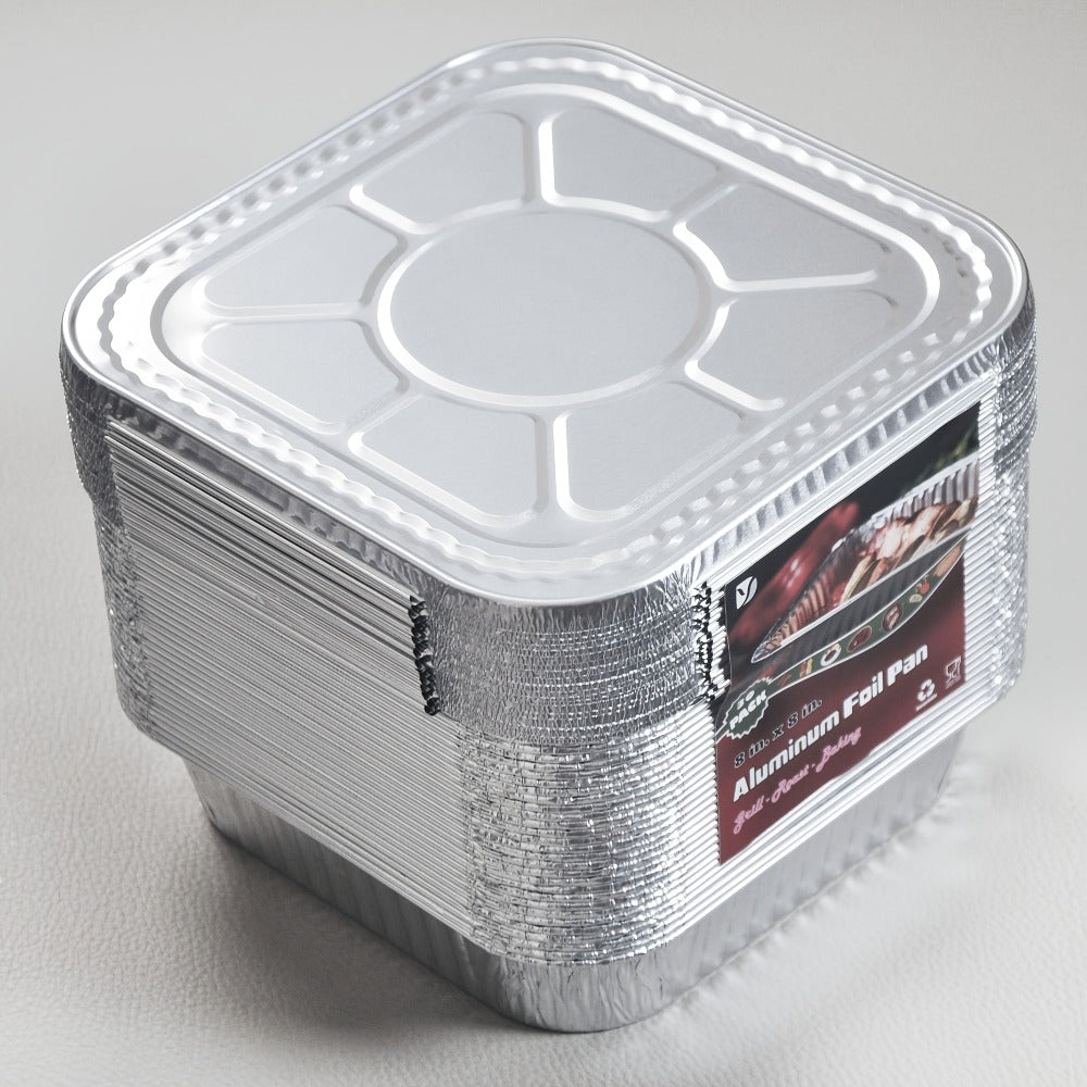 Aluminum Foil Pans 8x8 Inch 30 Pack with Lids Disposable Square Cake Pans ¨C Baking Cooking Freezing & Meal Prep Containers, Stackable Foil Baking Pans for Brownies Lasagna