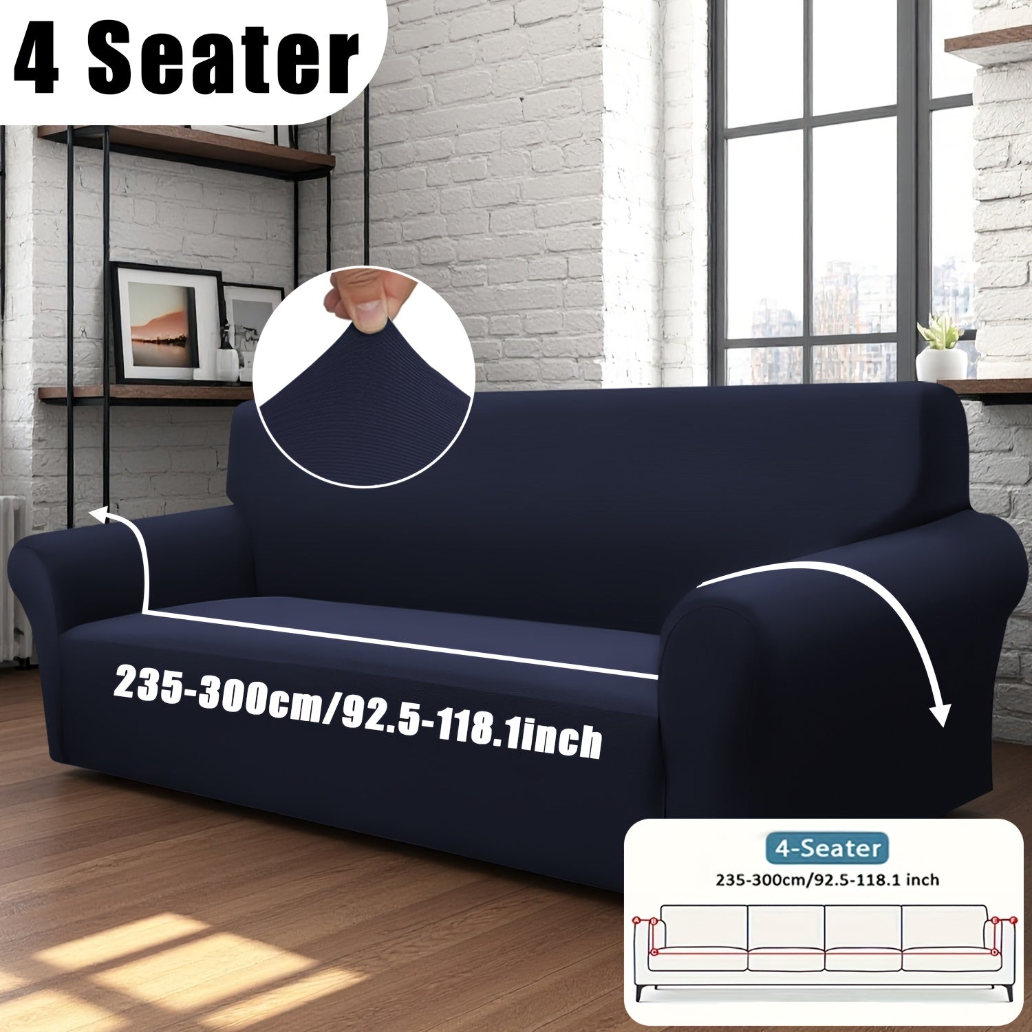 Stretch Sofa Cover Elastic Band | Milk Fiber Fabric Slipcover, Machine Washable Polyester Spandex, 1 to 4 Seater Armchair Couch Cover, Red Gray Blue Black Coffee, Home Decor