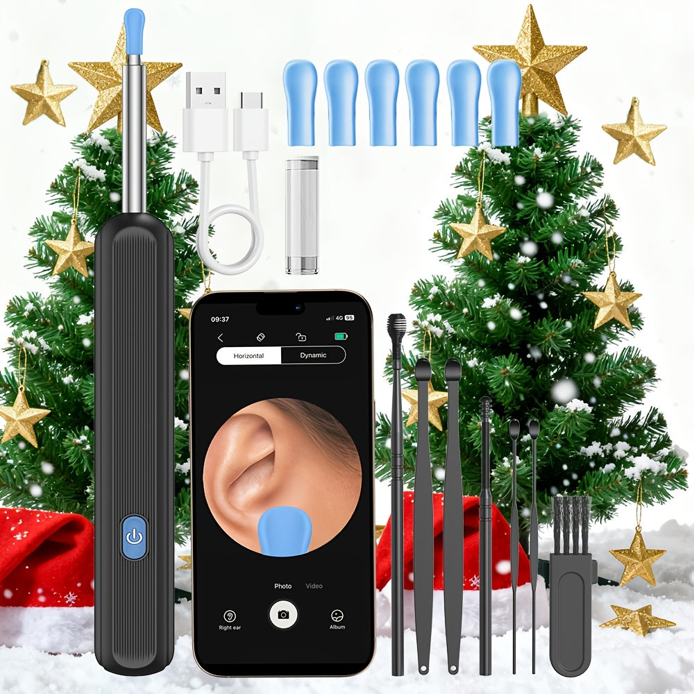 1080P Ear Wax Removal Tool with Camera ¨C Wi-Fi Ear Cleaning Kit with 6 Spoons & Tweezers, Rechargeable, Visual Ear Cleaner for Safe Ear Care at Home