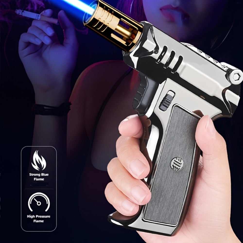 Kitchen Butane Torch Lighter with 6-Inch Flame ¨C Refillable Windproof Blow Torch with Safety Lock, Flame Lock & Tank Adapters, Adjustable Jet Flame for Cooking, Creme Brulee & BBQ (Butane Not Included)
