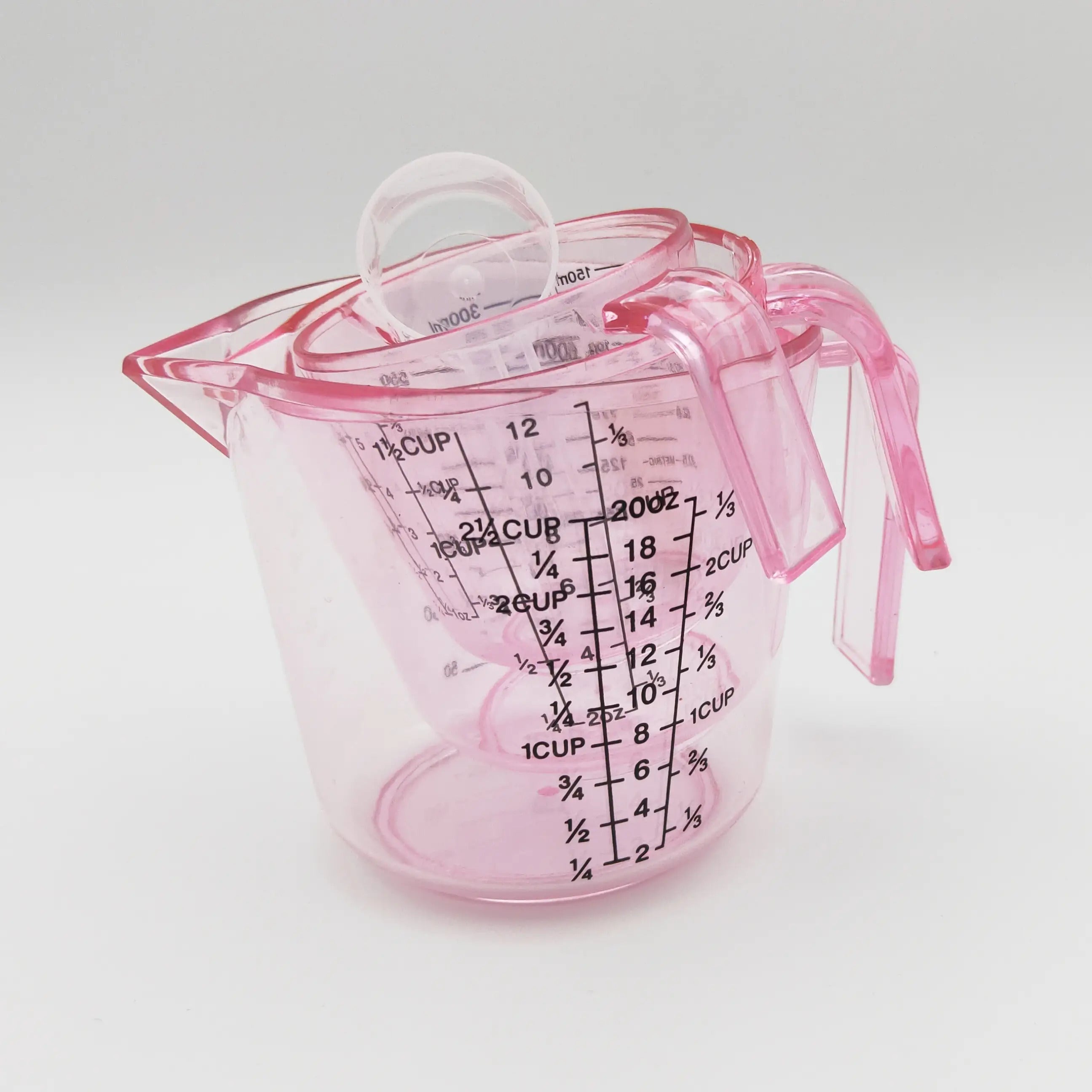 Measuring Cups and Spoon Set 4pcs - Pink Transparent Baking Measuring Cup Kit with ML OZ Cup Markings, PS Material, Kitchen Baking Cooking Accessories