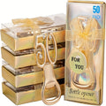 Rhinestone Bottle Opener Party Favors 50 Pack - Gold 50th Birthday & Wedding Anniversary Souvenirs for Guests, Decorative Beer Opener Bulk Party Favors with Rhinestone Bling Decoration