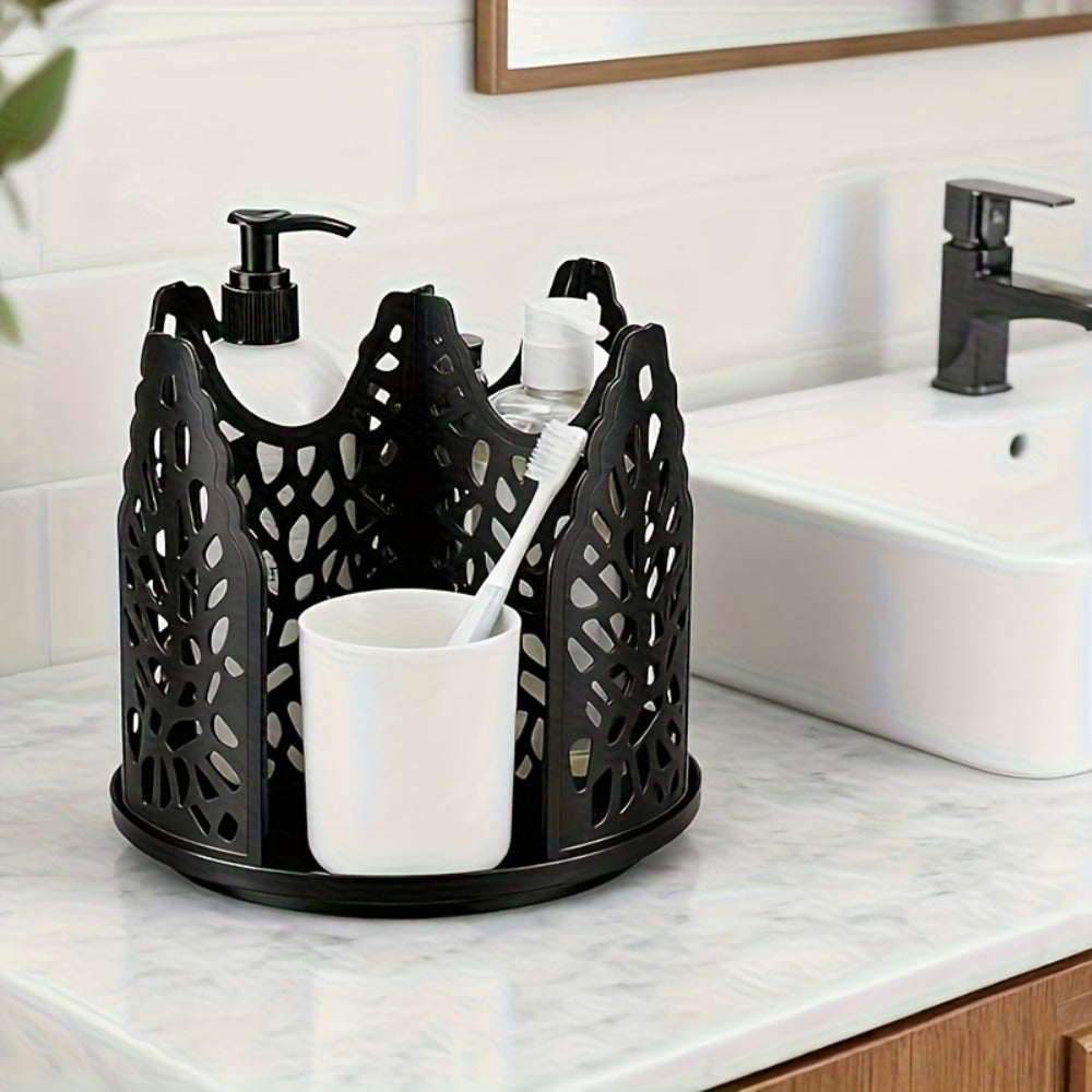 Rotating Paper Cup Holder with 4 Compartments - Disposable Coffee Cup Dispenser Organizer Detachable Lid Storage Box for Countertop Kitchen Coffee Station Bathroom | White Black