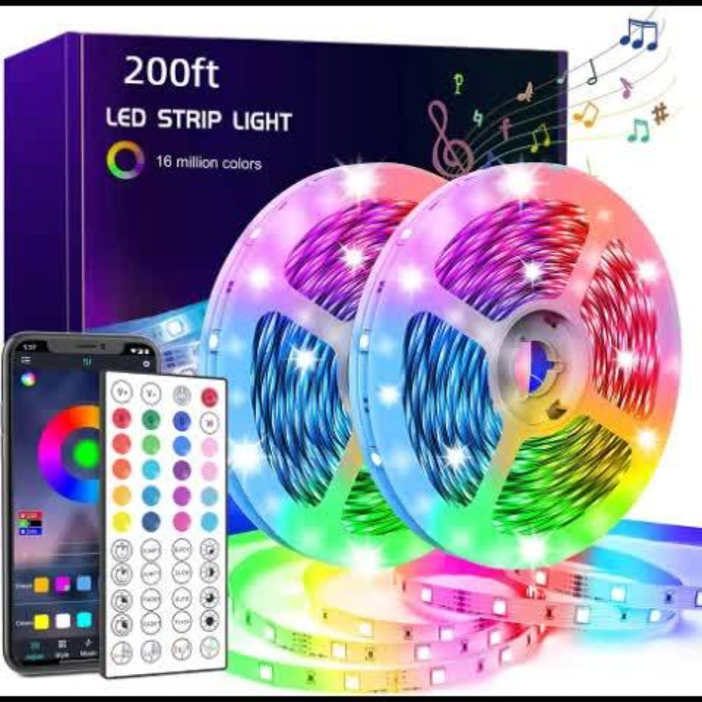 Color Changing LED Strip Lights 100FT with App Control & 44-Key Remote, 24V RGB Music Sync, Adjustable Brightness, Bedroom Kitchen Living Room Home Christmas Party Decoration with 24V Adapter Included
