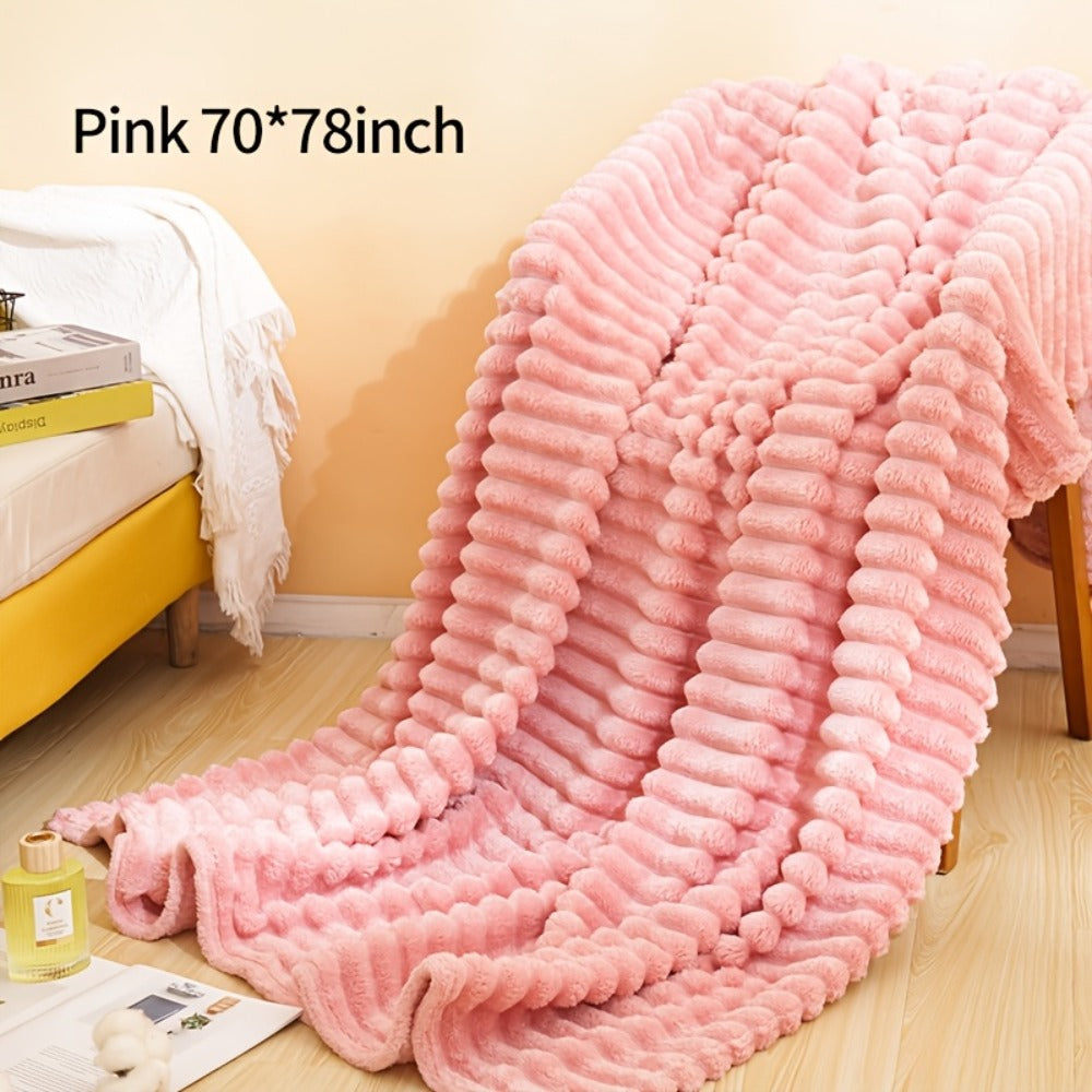 500gsm Heavy Plush Blanket ¨C Ultra Thick Soft Warm Fluffy Blanket for Bed, Sofa & Travel, Baby to Double Size, 5 Colors