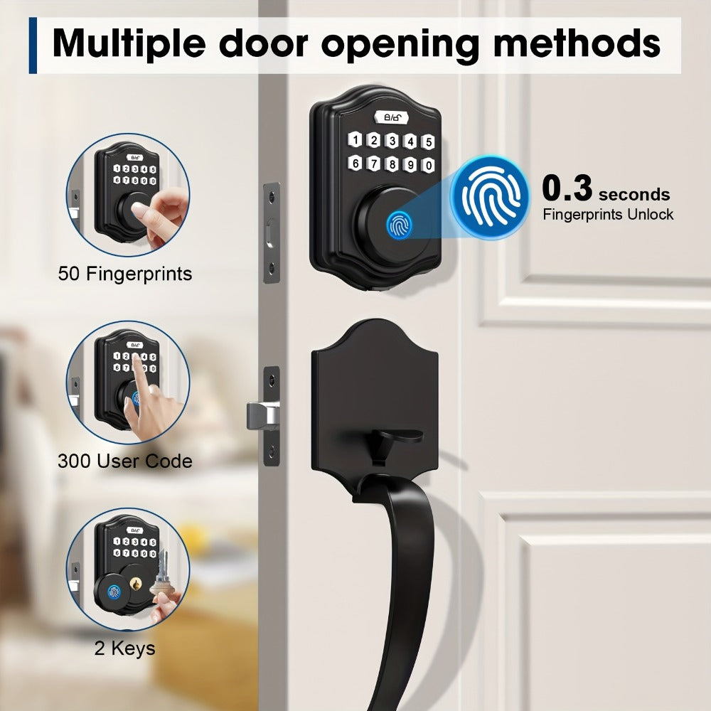 Keypad Deadbolt Lock Fingerprint Keyless Entry ¨C Electronic Door Lock with Code Fingerprint & Key, 300 Users Temporary Code for Front Door Home Office