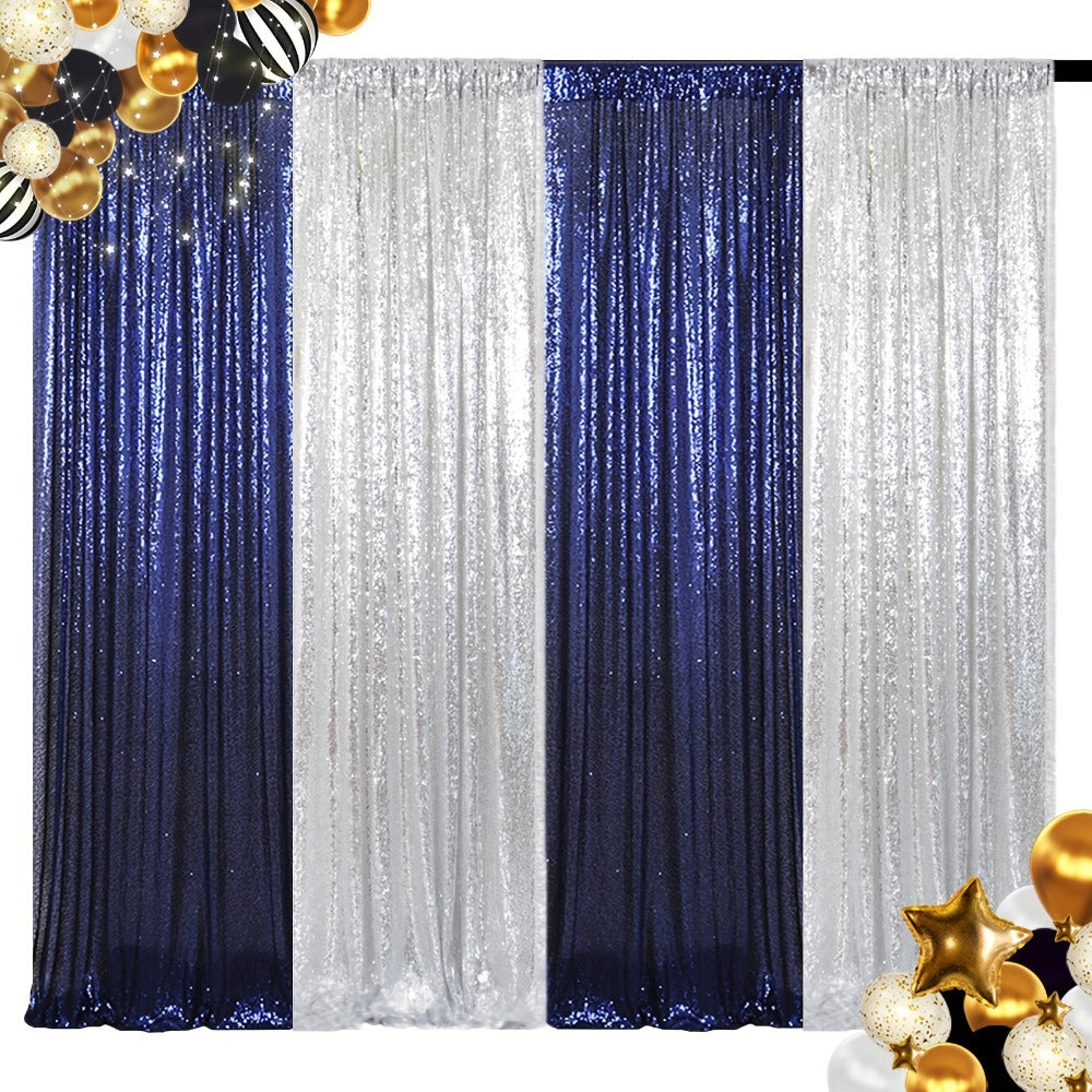 Sequin Backdrop Curtain 4 Panels 2FTx8FT ¨C Shimmer Glitter Background for Wedding Party Photo Booth Decoration