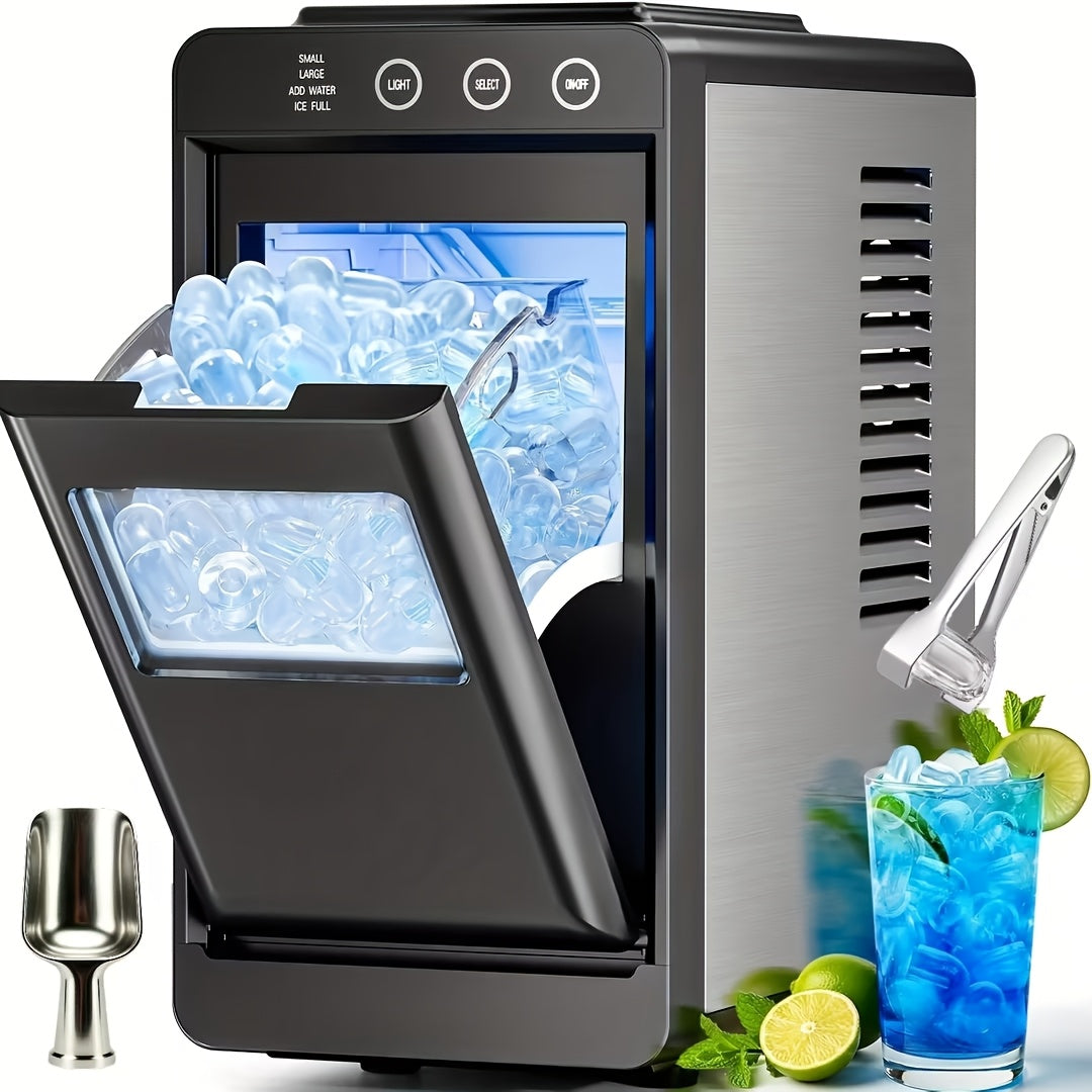 Portable Ice Machine ¨C 28 Lbs/24Hrs, 8 Ice Cubes in 6 Mins, Self-Cleaning, Quiet Compact Countertop Ice Maker with 27oz Tank, 1.1lb Storage Basket & Scoop for Home, Kitchen, Camping & RV