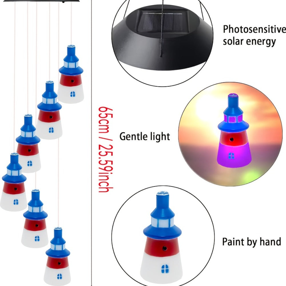 Solar Hanging Lighthouse Light RGB Color Changing ¨C Outdoor Rainbow Solar Lantern for Garden, Patio, Festival & Holiday Decoration, Waterproof Hanging Solar Garden Light