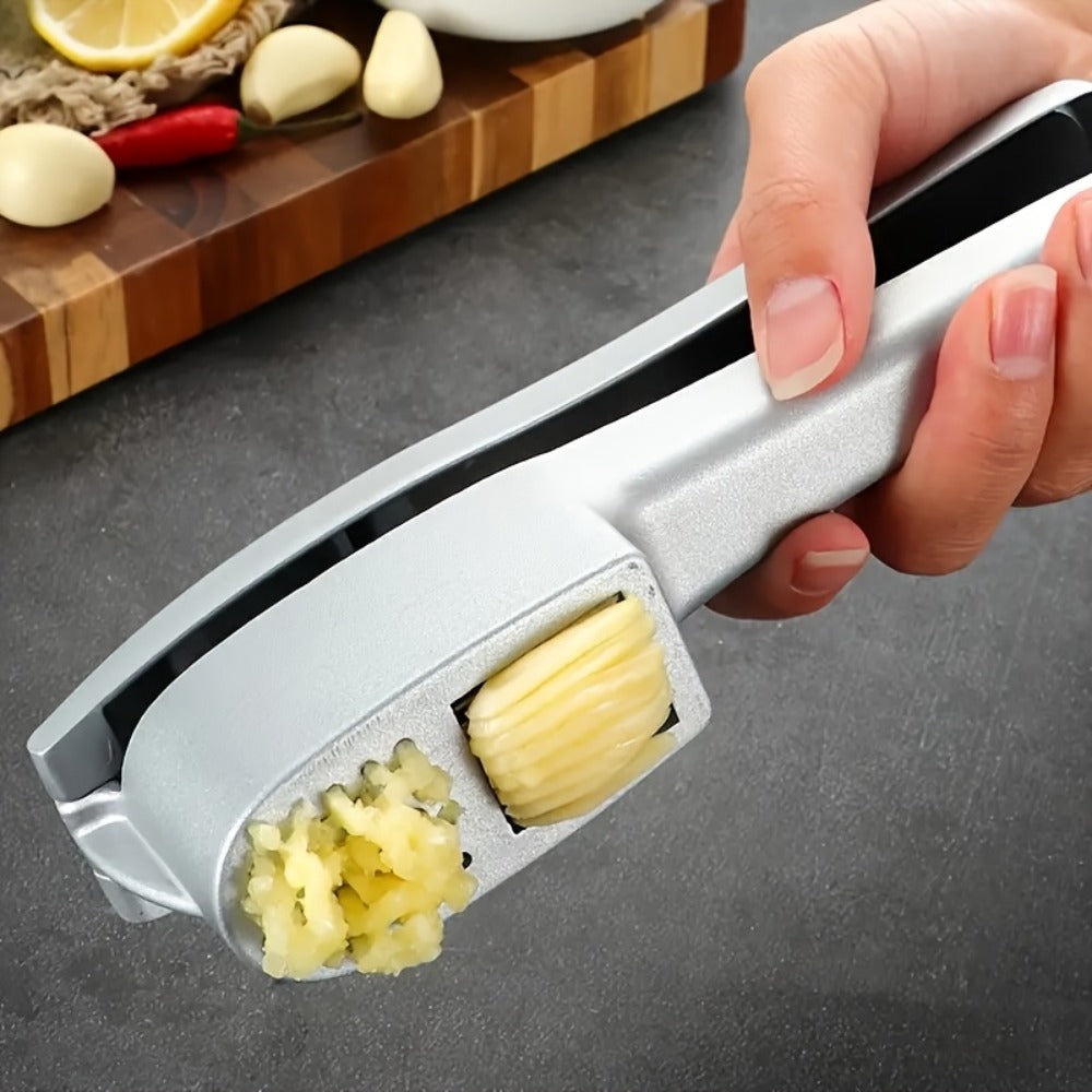 Garlic Press 2-in-1 Garlic Mincer and Slicer Stainless Steel Manual Garlic Crusher Presser for Fine Mince Puree Kitchen Tool for Home Restaurant Hotel