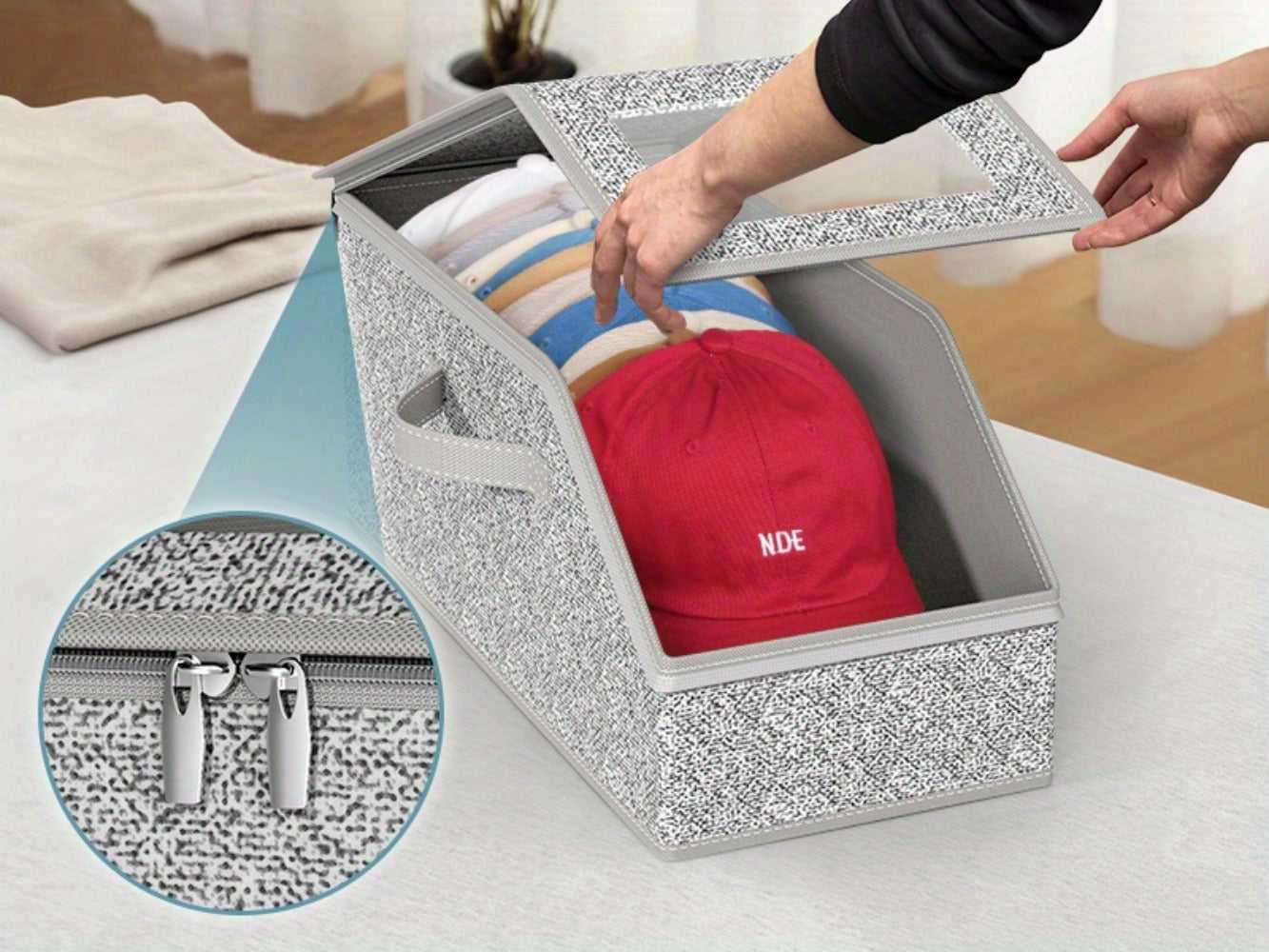 Stackable Baseball Cap Storage Box with Clear Viewing Window ¨C Hat Organizer for Closet Holds Up to 30 Caps, Space-Saving Design for Hats, Underwear, Socks & Toys ¨C For Men & Women (2 or 4 Pack)