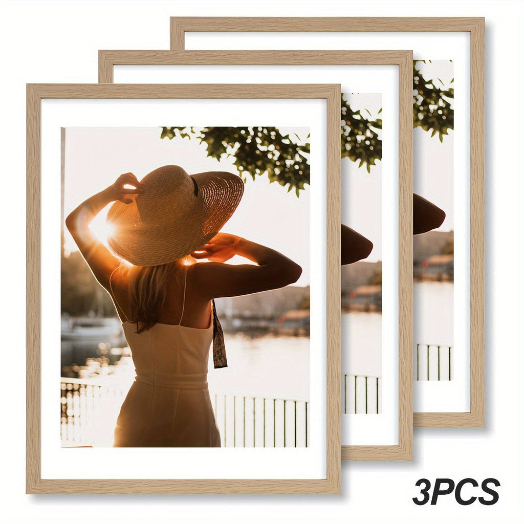 Picture Frames 12x16 Set of 3 ¨C Classic Wood Poster Frames, Horizontal & Vertical Wall Hanging, Multi-Color Options for Bedroom Office Living Room Gallery Wall Decor