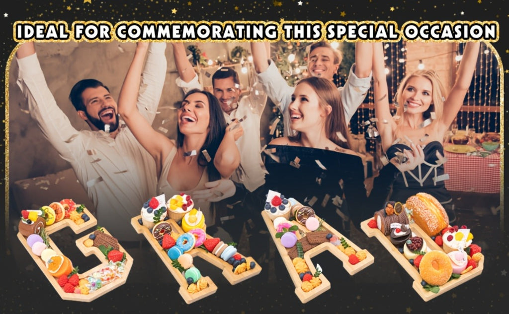 Graduation Charcuterie Board Decorations 4pcs Wooden Number Box with 14 Balloons ¨C 2026 GRAD Fillable Party Supplies
