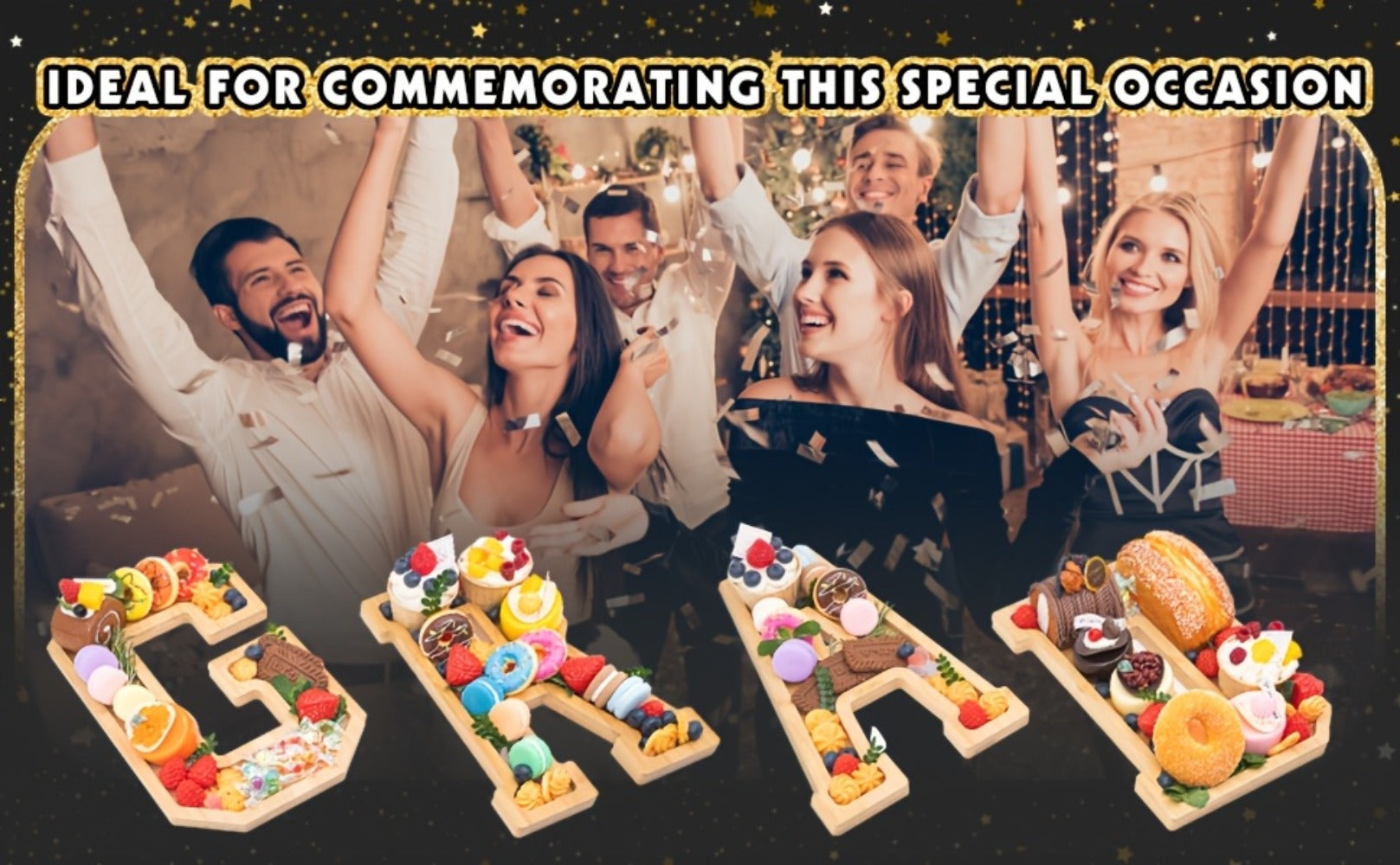 Graduation Charcuterie Board Decorations 4pcs Wooden Number Box with 14 Balloons ¨C 2026 GRAD Fillable Party Supplies