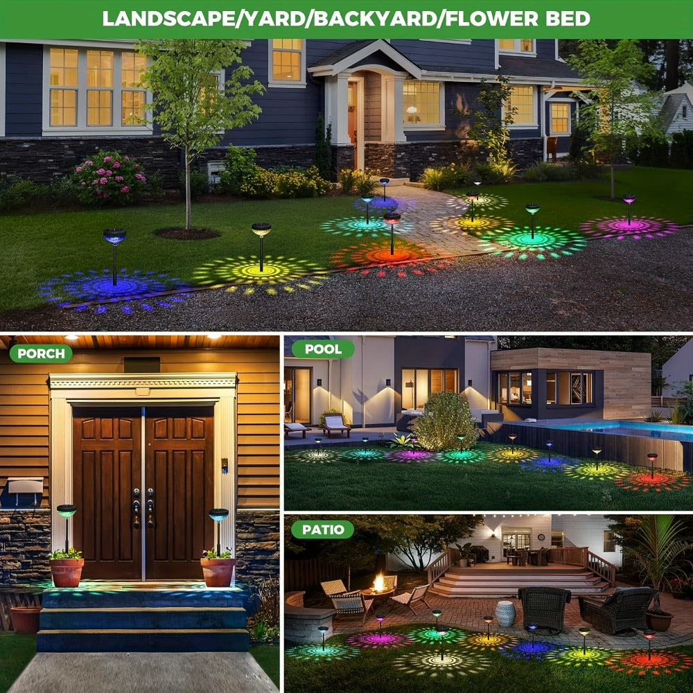 Solar Outdoor Lights 6 Pack - IP44 Waterproof LED Garden Lights with Smart Light Sensor, 2-in-1 Color & Warm White, Solar Powered Landscape Lights for Patio Yard Lawn Path Sidewalk Christmas Decor