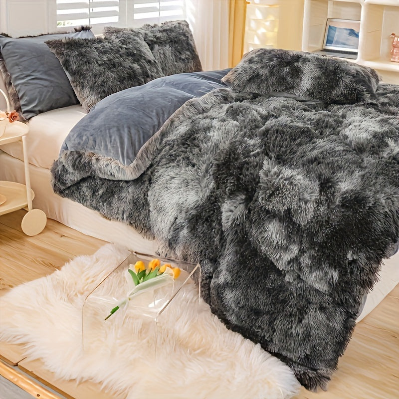 Plush Duvet Cover 100% Polyester Soft Warm Zipper Closure Cozy Bedroom Bedding Twin Full Queen King Solid Tie Dye 14 Colors for Bedroom Guest Room Dorm