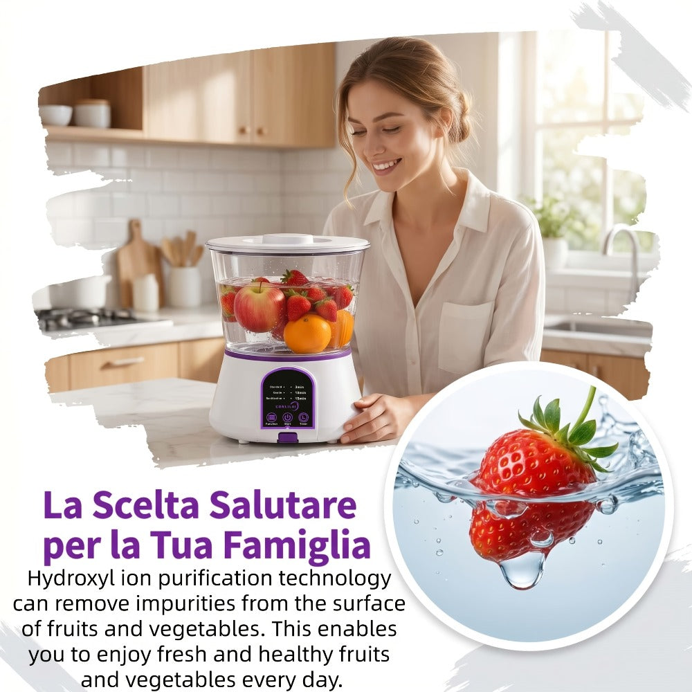 Fruit and Vegetable Cleaner Machine Ultrasonic Purifier Multifunctional Household Food Cleaning Device Rechargeable for Removing Pesticides Bacteria Single Dual Battery Options