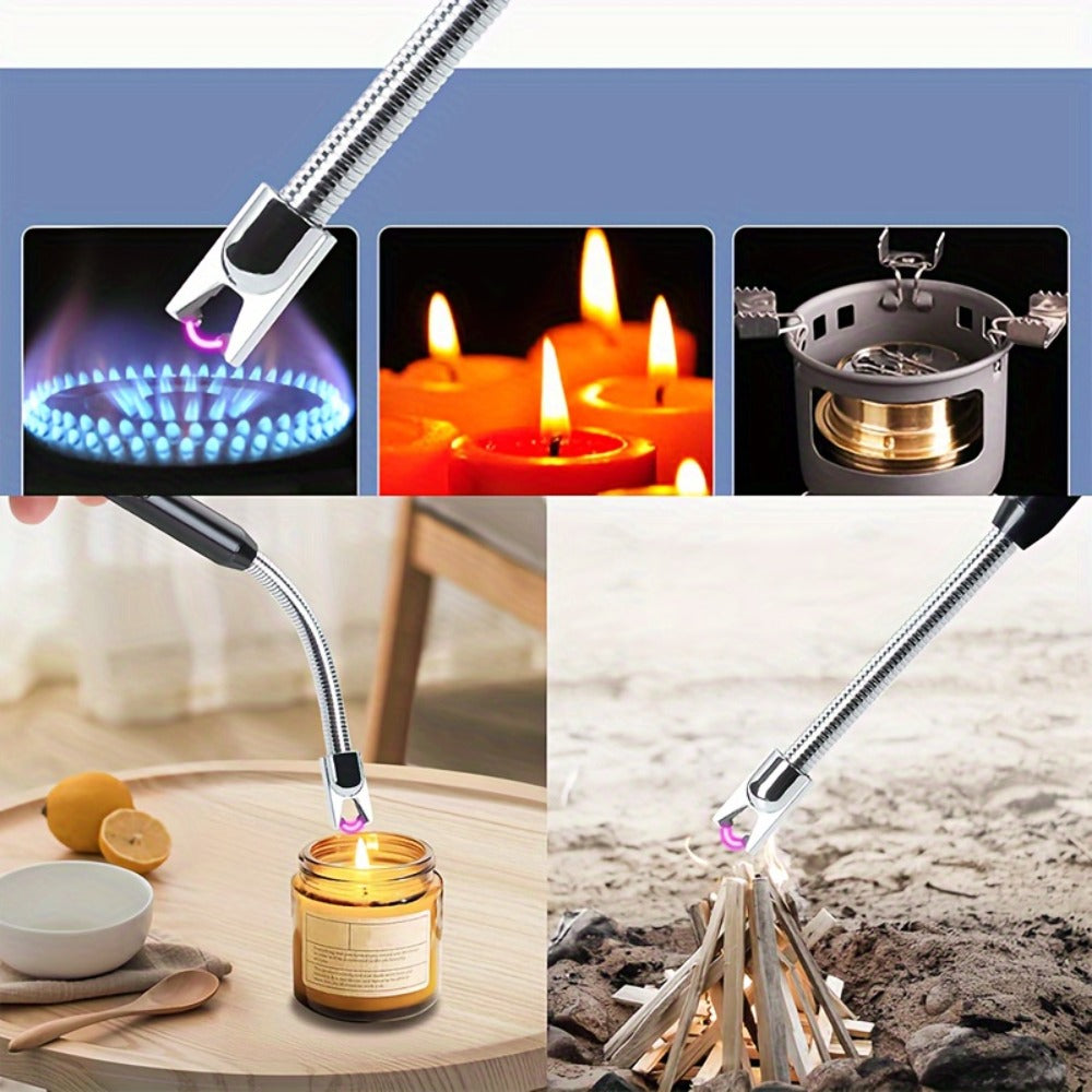USB Rechargeable Arc Lighter 4-Pack Flameless Windproof Candle Lighter with Flexible Neck, 360¡ã Rotation, LED Battery Indicator & Safety Switch ¨C for Candles, Grill, Camping, BBQ, Aromatherapy