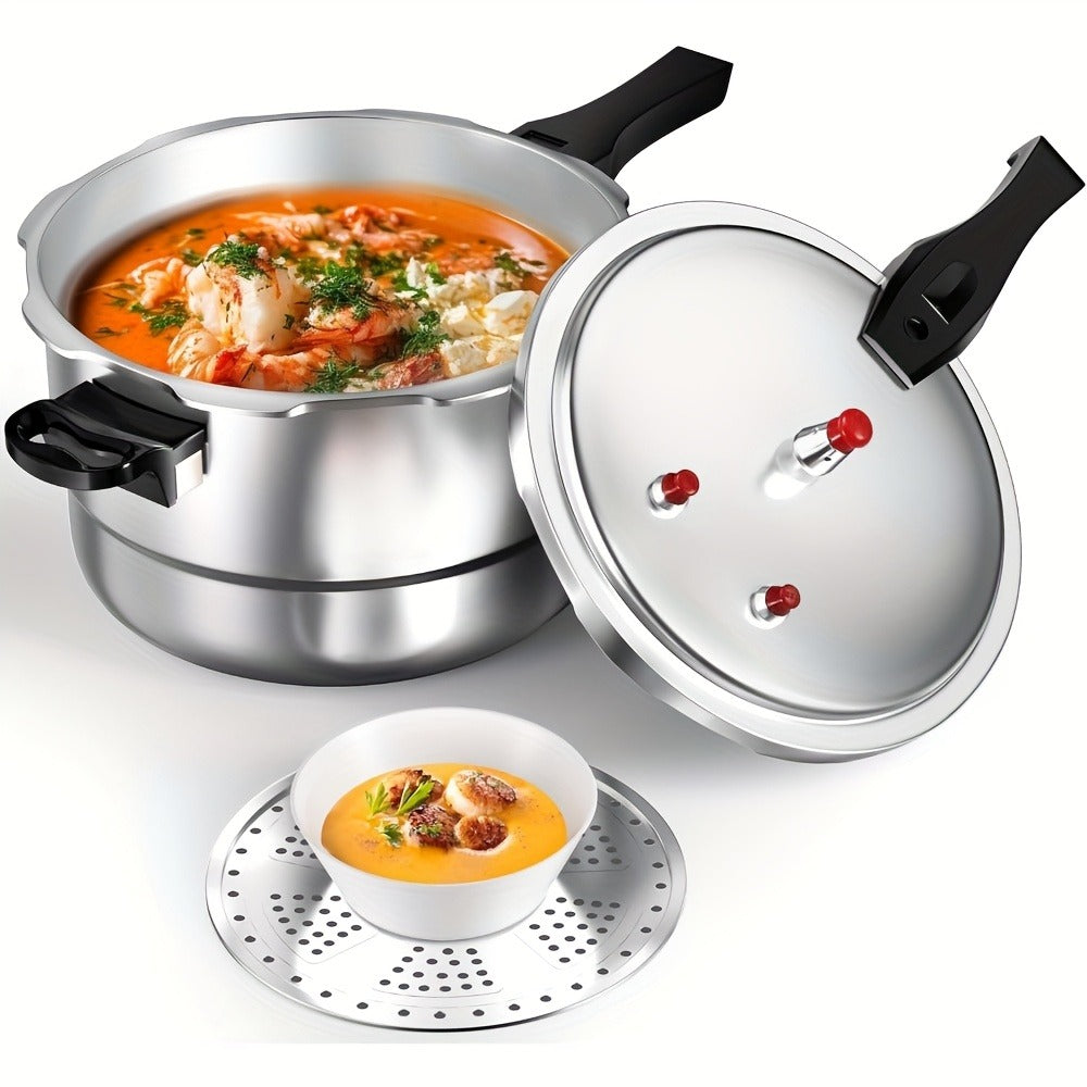 Aluminum Pressure Cooker Stovetop - 4.5Qt & 8Qt with Exhaust Valve & Multiple Safety Protections, Compatible with Gas & Induction Stoves, Canning Rack Included, Family Meals & Catering