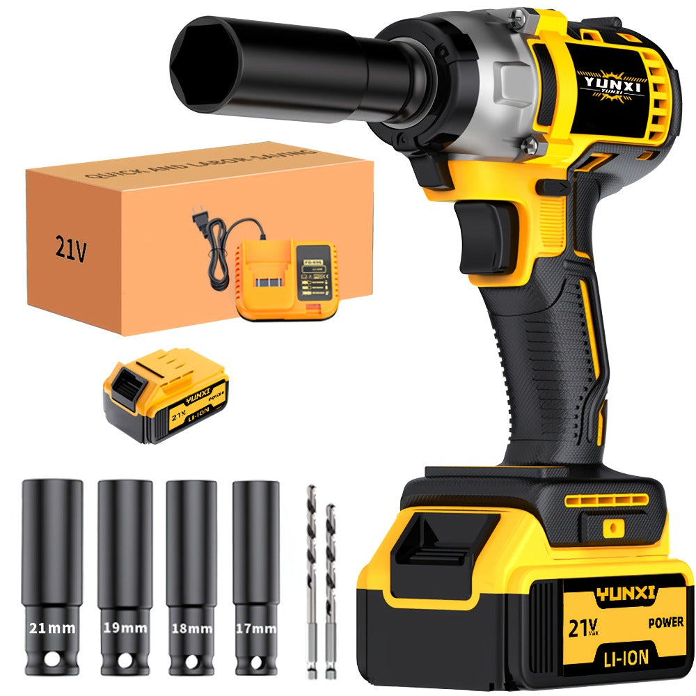 Impact Drill Set 21V Cordless with Drill Bit Accessories, Toolbox & Charger ¨C Heavy Duty Wireless Impact Wrench Drill, 2AH / 4AH Battery Options, for Car Repair, Construction & Heavy-Duty DIY Projects