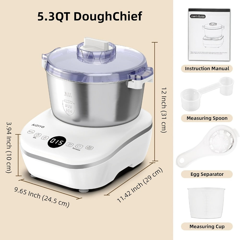 Electric Dough Maker with Ferment Function - 7Qt 250W Dough Kneading Machine, 304 Stainless Steel Bowl, Constant Temperature Fermentation, Microcomputer Timer, for Bread Pizza Pasta Roti Dumplings