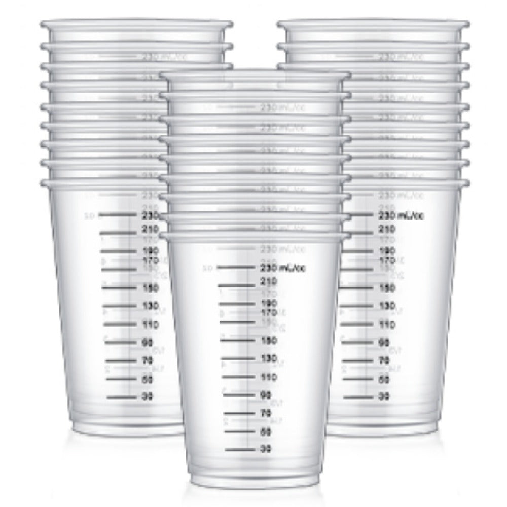 Plastic Measuring Cups with Wooden Sticks 100 Sets Clear Graduated Mixing Cups oz/ml/cc for Resin, Cooking, Baking & Epoxy ¨C Disposable Paint Mixing Cups