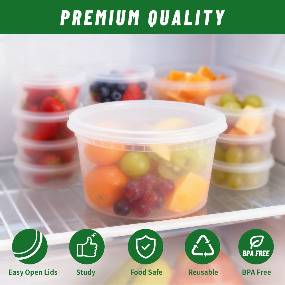 Deli Containers with Lids 48 Pack 8oz | BPA-Free Leakproof Meal Prep Containers | Microwave Dishwasher Freezer Safe Stackable Food Storage for Takeout Meal Preparation