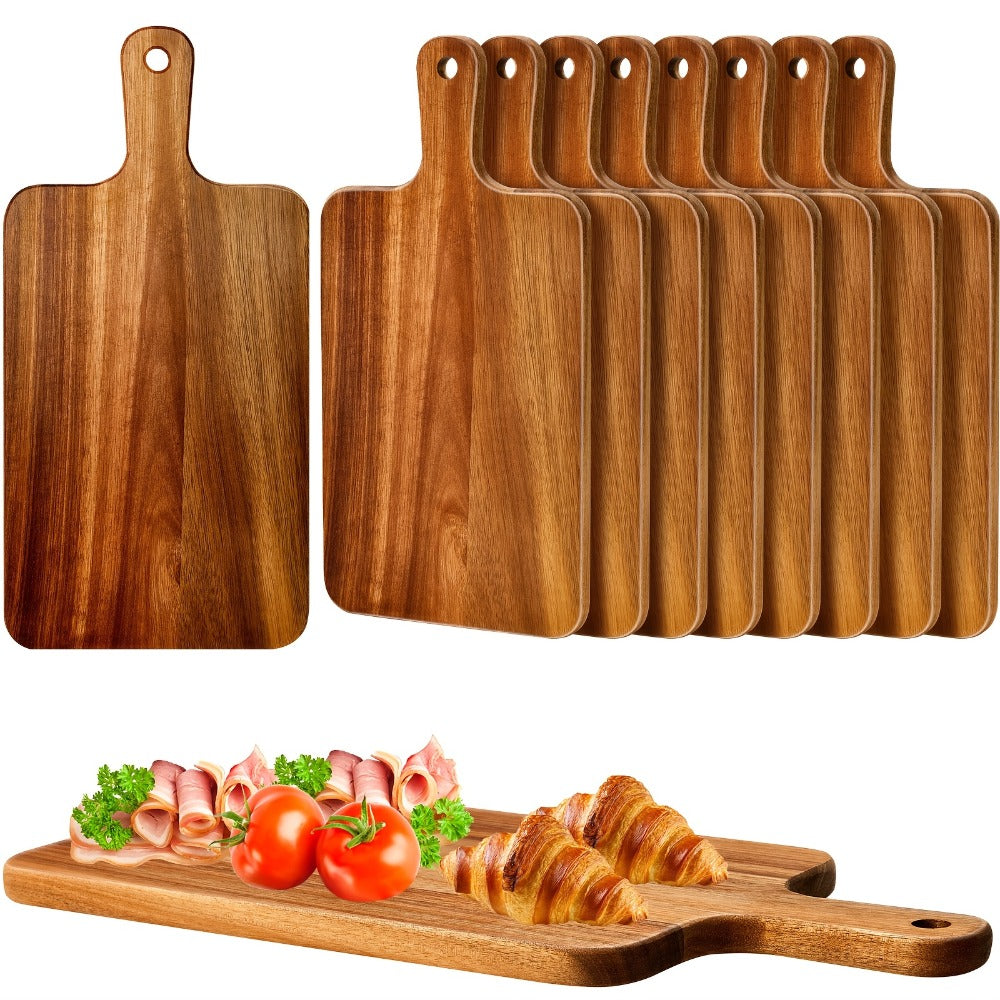 Acacia Wood Cutting Board Set with Handle ¨C Large 15.7x7.8 Inch Kitchen Chopping Boards for Vegetables, Meat & Cheese, Dishwasher Safe, Durable Food Prep Board for Home Chefs, 5-Pack or 10-Pack