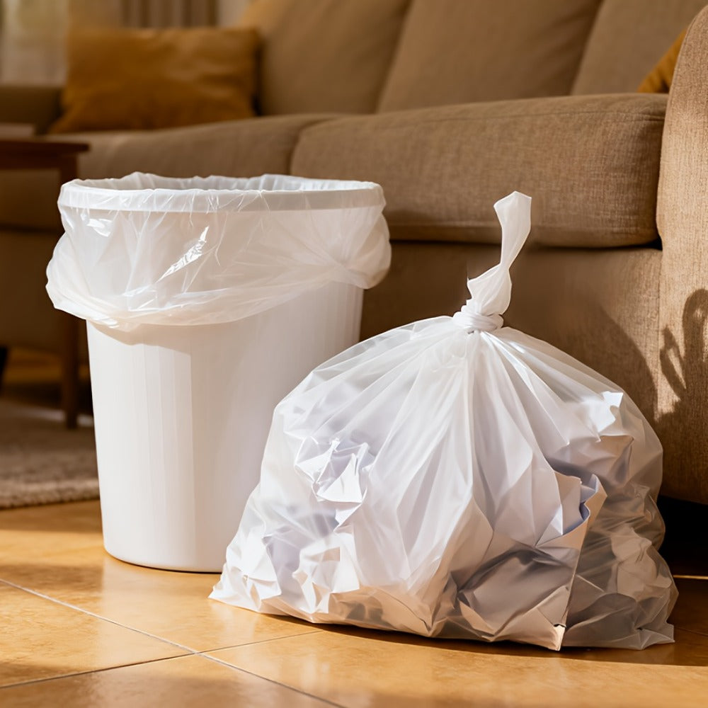 13 Gallon White Roll Garbage Bags Leak Proof Large Capacity Kitchen Trash Bags for Kitchen Living Room Bathroom Waste Bin 26 Count 62 Count 104 Count