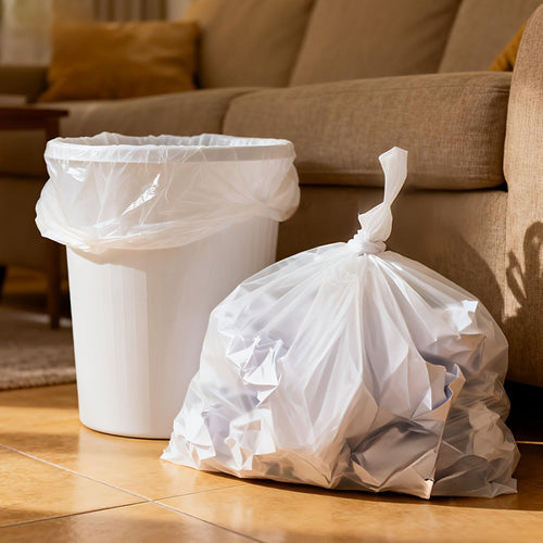 13 Gallon White Roll Garbage Bags Leak Proof Large Capacity Kitchen Trash Bags for Kitchen Living Room Bathroom Waste Bin 26 Count 62 Count 104 Count