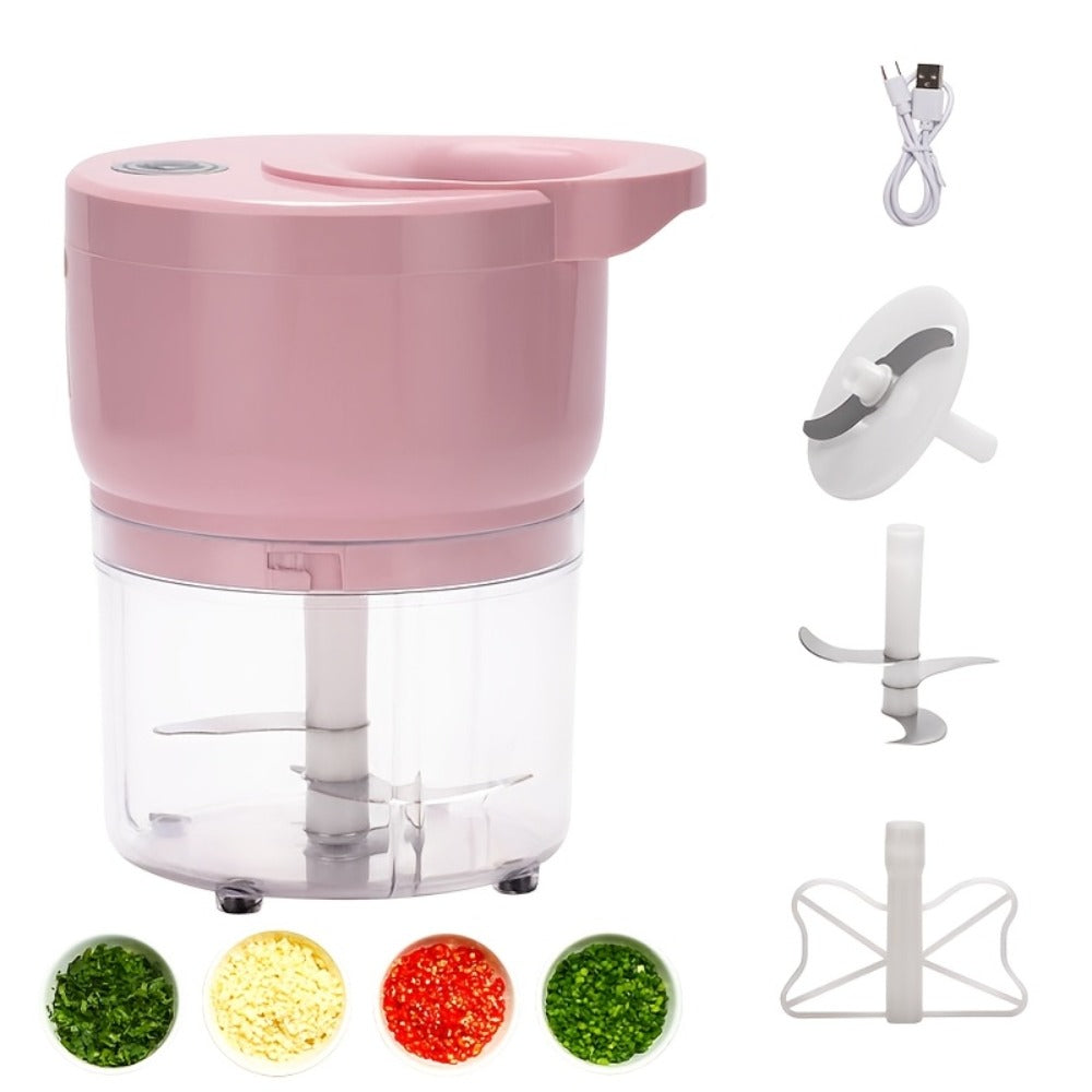 Electric Food Chopper Mini Garlic Crusher USB Rechargeable Meat Grinder 3.38oz 8.45oz Portable Wireless Kitchen Tool