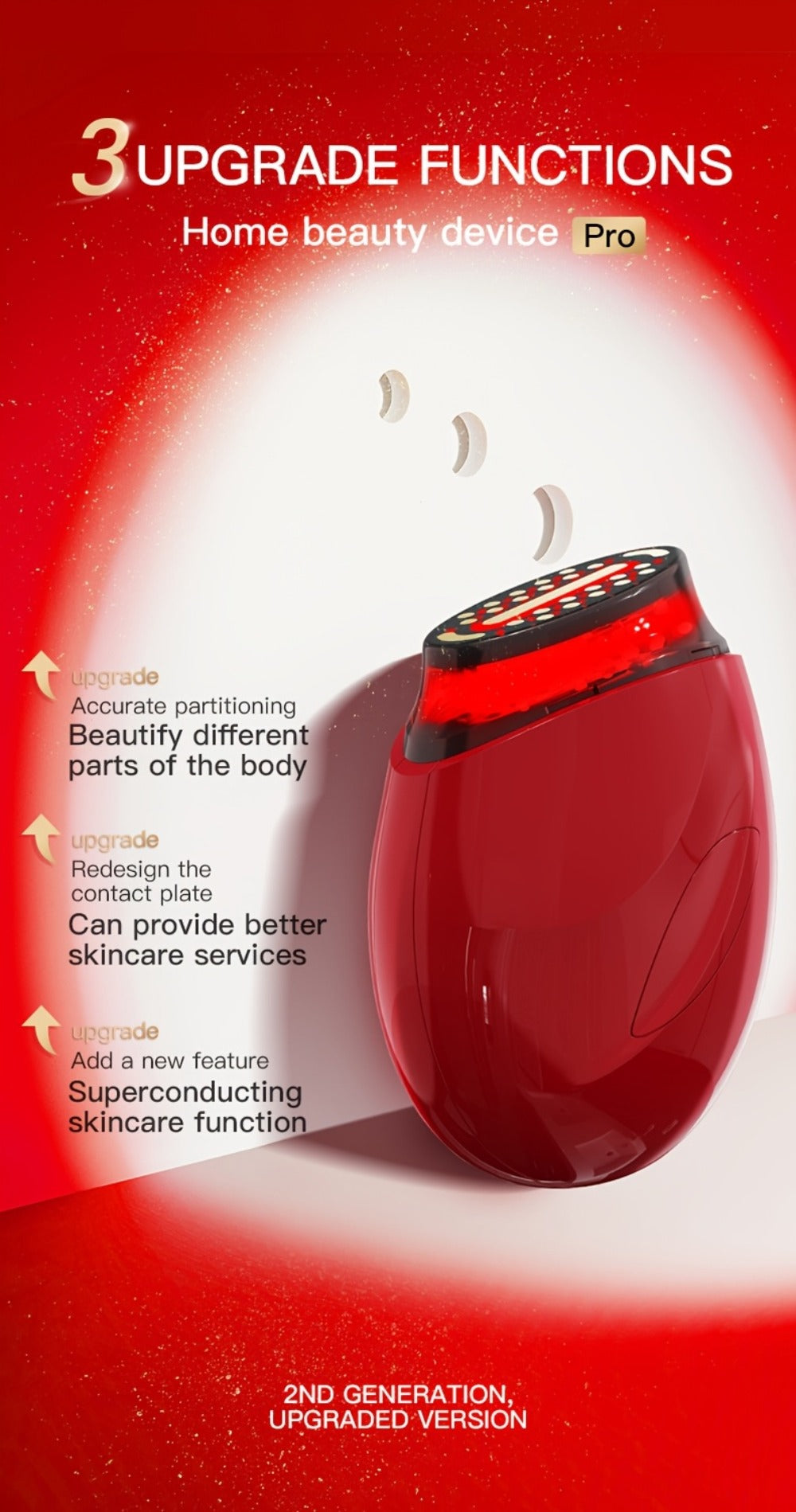 Handheld Beauty Device 3-in-1 Skincare Modes - USB Rechargeable Facial Care Tool with Color Light Therapy, Ergonomic Design, Multifunctional Face Massager for Home Skin Rejuvenation Anti-Aging
