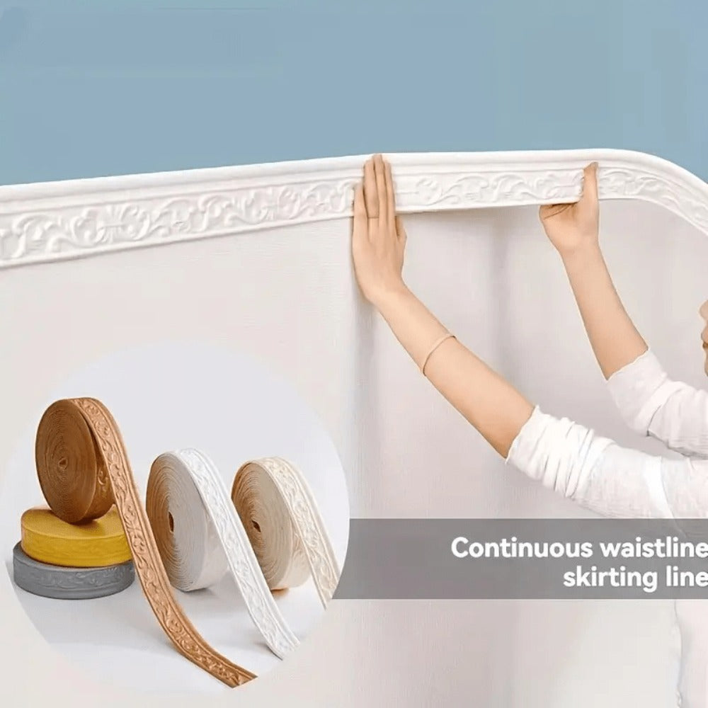 3D Self-Adhesive Foam Baseboard Wall Trim Sticker Waterproof Peel and Stick Carved Wallpaper Border Skirting for Home Decor White Silver Gray Copper Gold 4 8 12 Rolls