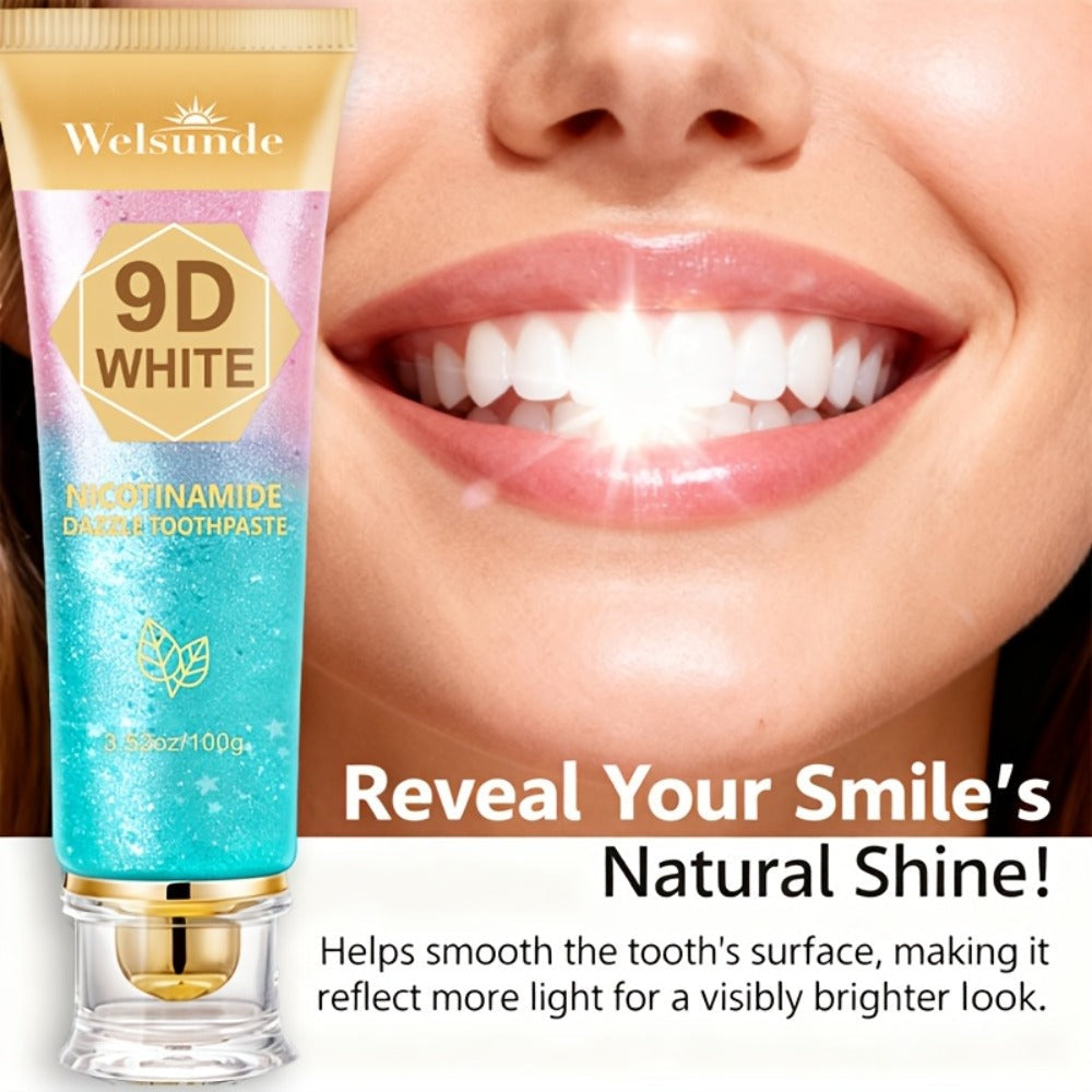Niacinamide Toothpaste 9D Whitening Toothpaste for Stain Removal Fresh Breath Deep Cleansing Enamel Protection Minty Flavor Gentle on Gums Travel Size Oral Care for Women Men Daily Use