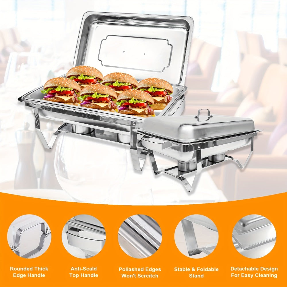 Chafing Dishes Buffet Set 9QT Stainless Steel Food Warmer Trays for Parties Hotel Christmas - 1/2/4/6/8 Pack