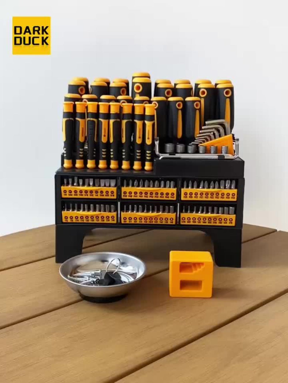 Magnetic Screwdriver Set 121-Piece ¨C Chrome Vanadium Steel, Non-Slip Handle, Multi-Size Bits with Storage Rack, Magnetic Bowl, Gloves & Nail Puller ¨C Complete DIY Tool Kit Gift for Men