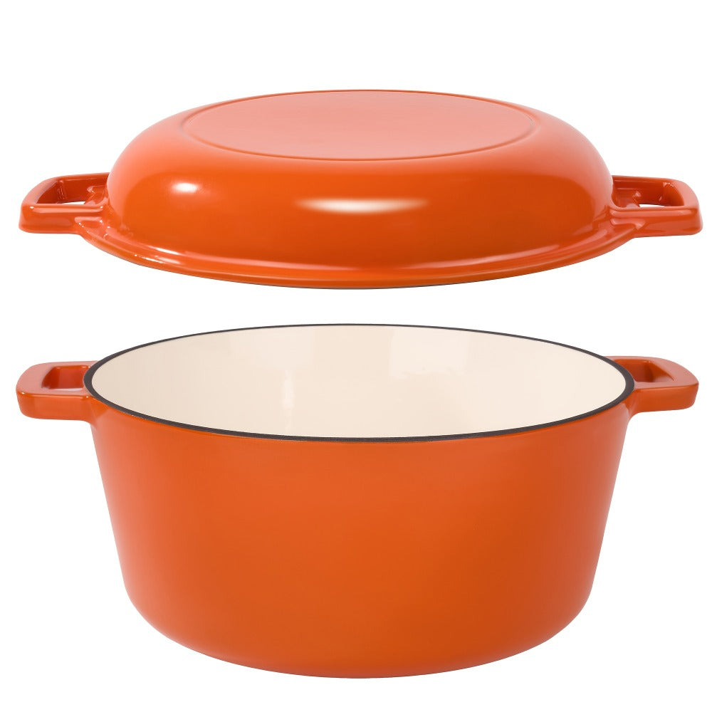 Dutch Oven 6 Quart Enameled Cast Iron 2-in-1 Pot and Bread Baker Nonstick Oven Safe to 500¡ãF Dual Handles Compatible with All Stovetops Including Induction for Bread Baking Cooking Stewing Braising
