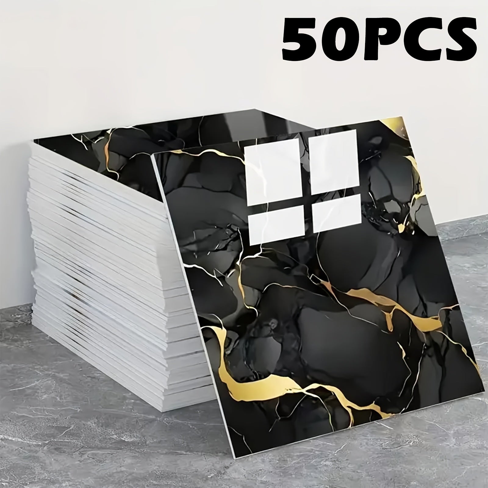 Peel and Stick Wall Tiles 50/100pcs Waterproof PVC Marble Self Adhesive Vinyl Tile Stickers for Bathroom Kitchen Living Room, TV Backdrop Shower Wall Panels Modern Home Decor Easy Installation